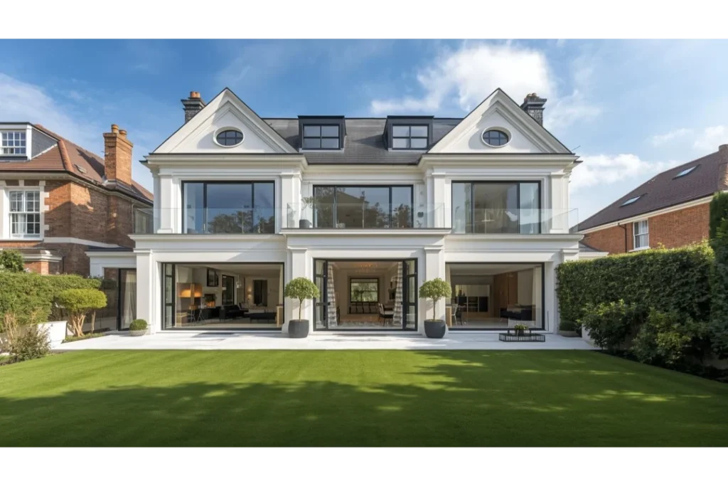 Luxury renovated home exterior in London showcasing high-quality refurbishment work