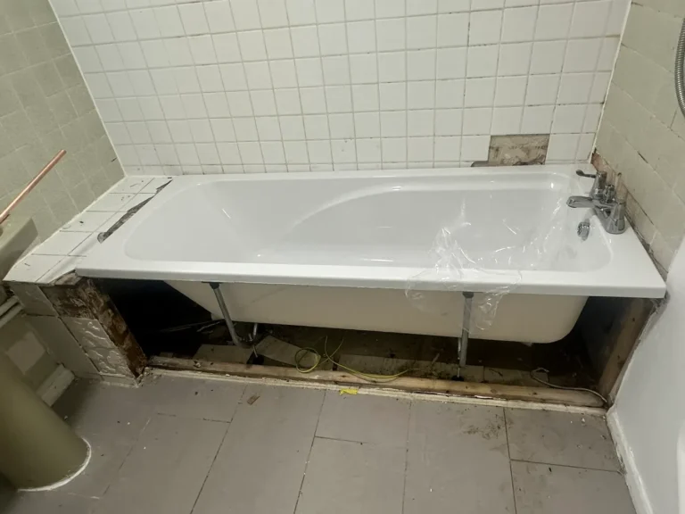 The new bath in position, Harrow Weald