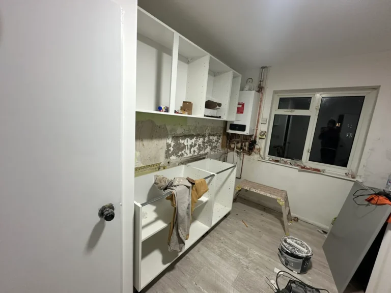 New kitchen carcasses going in during November 2025, Blendon, Sidcup