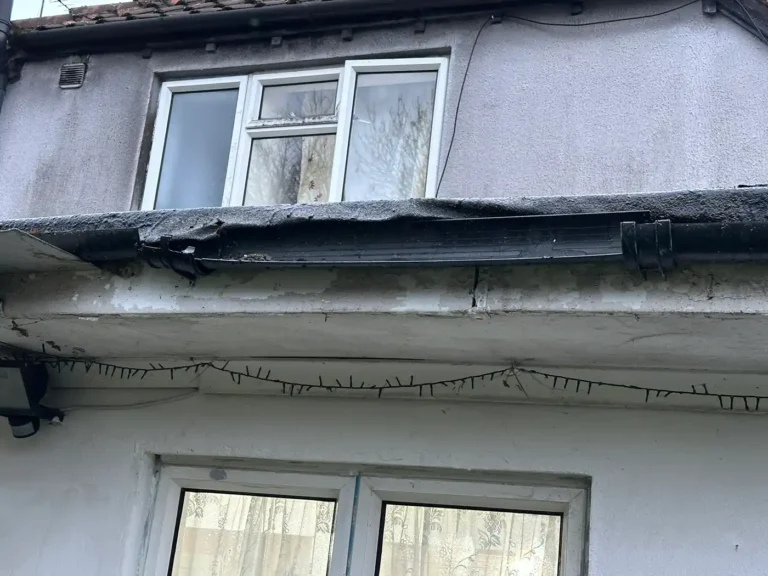 February 2026: the flat roof over the rear extension before re-covering, Wealdstone