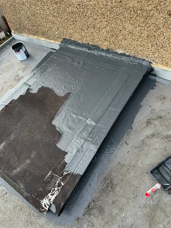 A reinforced liquid membrane going over the repair, Wealdstone