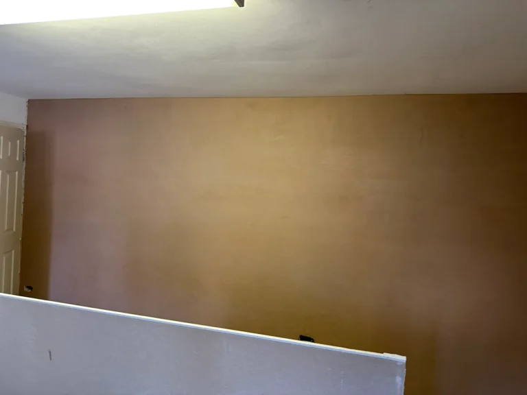 Freshly skimmed walls drying out, Wembley Central